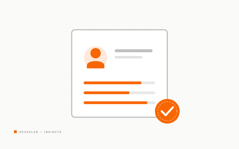 ID card illustration with experience bars and a verified badge