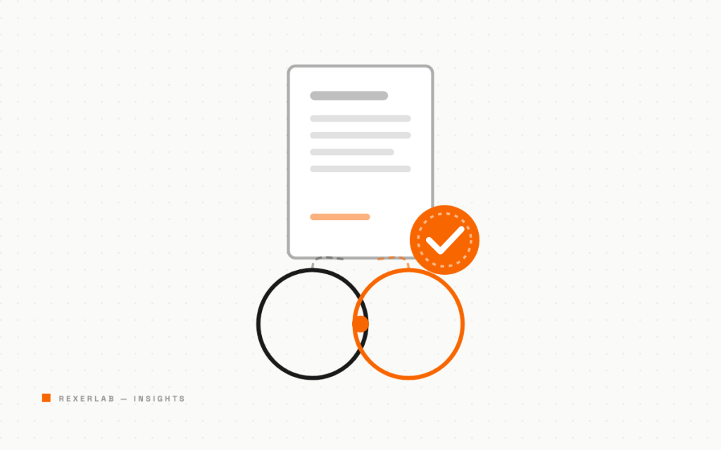 Two interlinked circles jointly connected to an approved tender document